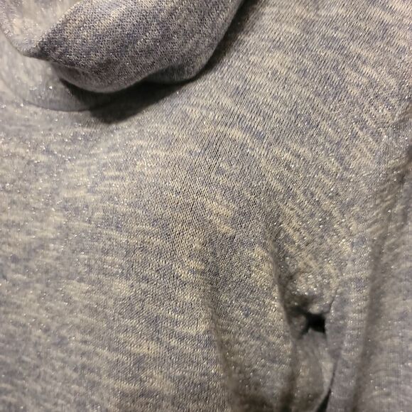 Chicos Cowl Neck Light Blue Hi-lo Glimmer Sweater Size 2 Large - Picture 4 of 6